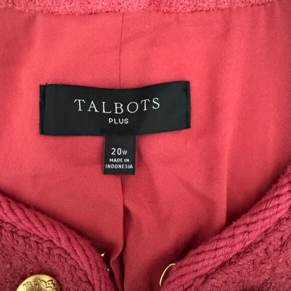 Talbots Berkshire Wool Blend Long Sleeve Gold Buttons Jacket Pink Size 20W - Picture 6 of 9